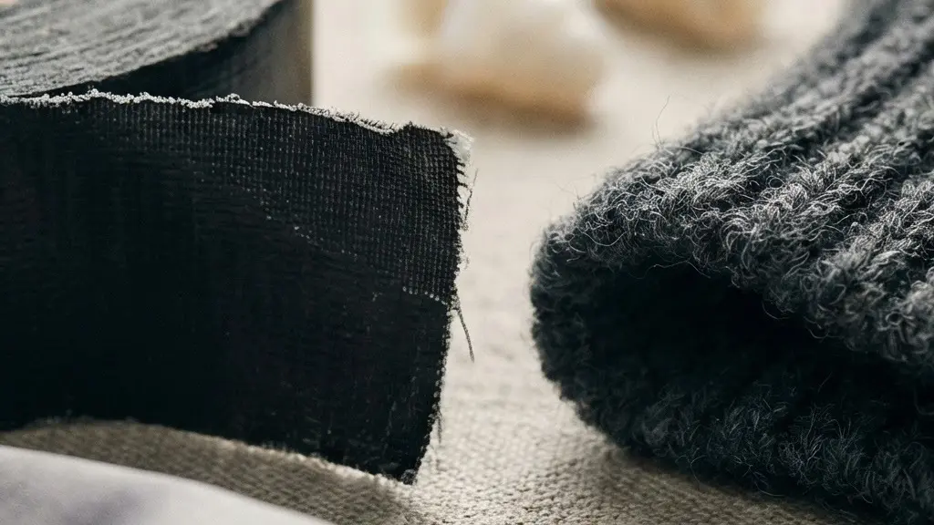 Gros plan d’un kit de confort pour train de nuit : ruban adhésif, tissu de pull, bouchons d’oreille et pochette de voyage sans aucune marque ni texte lisible.